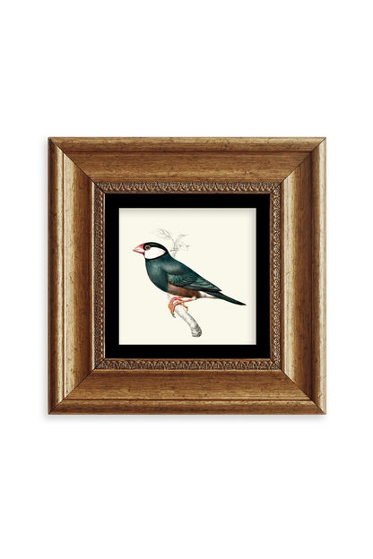 Yeşil Kuş Çerçeveli Taş Tablo 20 cm