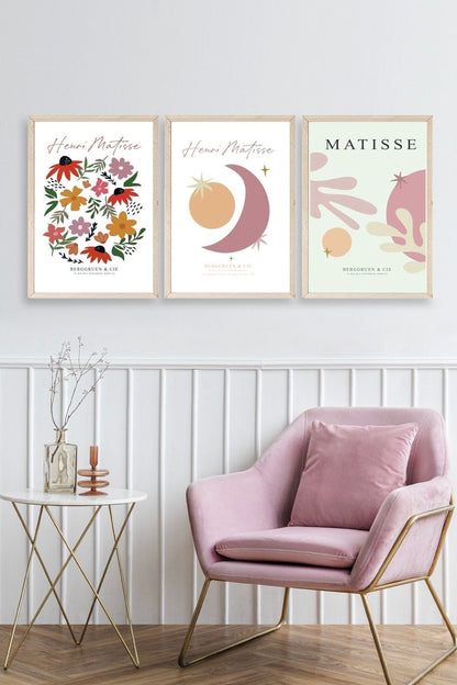 Matisse Üçlü Ahşap Çerçeveli Tablo 50 x 70