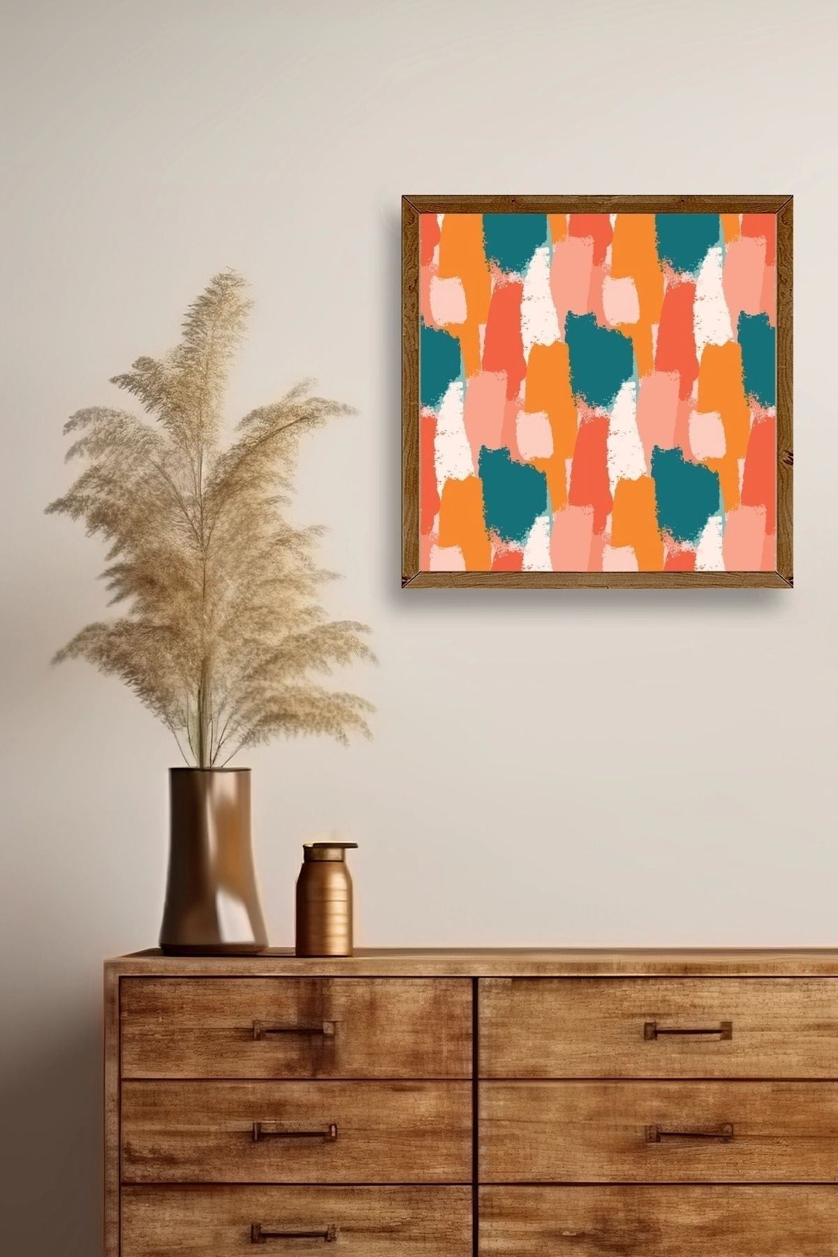 Soyut Ahşap Çerçeveli Tablo 23 x 23