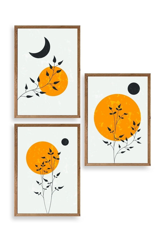 Manzara Üçlü Ahşap Çerçeveli Tablo 17 x 23