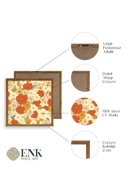 Çiçek Ahşap Çerçeveli Tablo 42 x 42