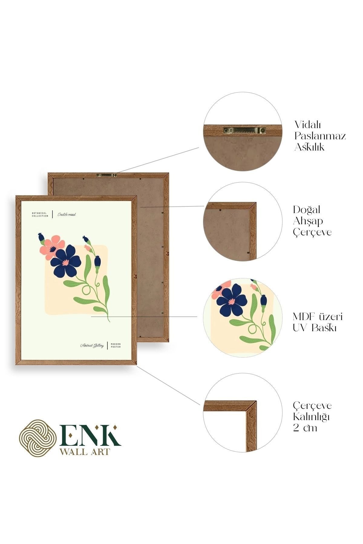 Soyut Üçlü Ahşap Çerçeveli Tablo 30 x 40