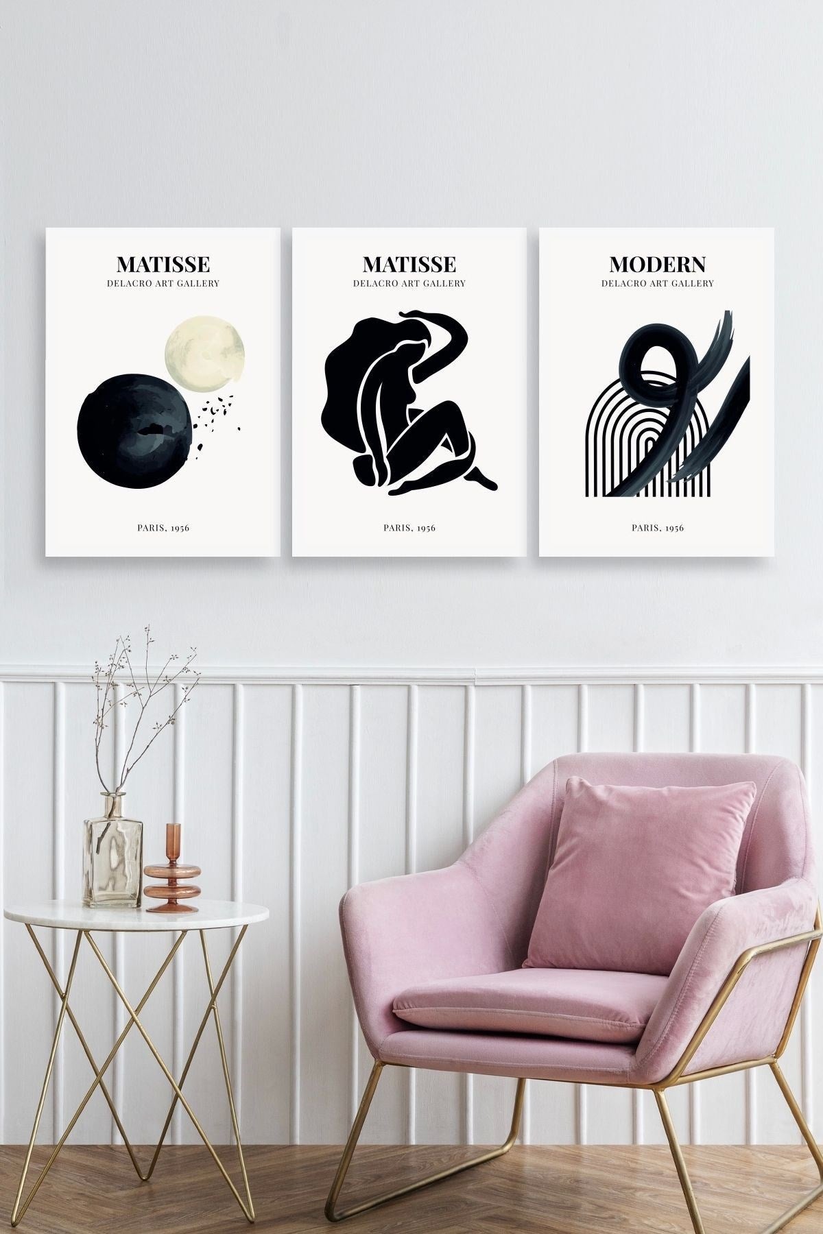 Matisse Üçlü Ahşap Çerçeveli Tablo 50 x 70