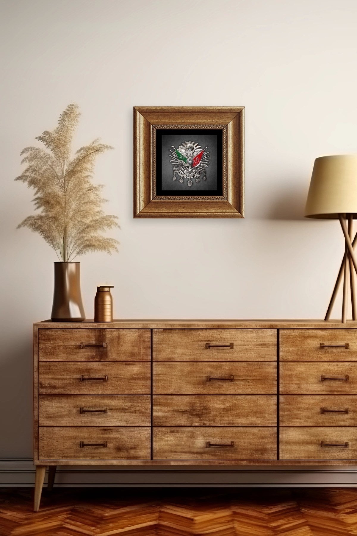 Osmanlı Arması Çerçeveli Taş Tablo 20 cm