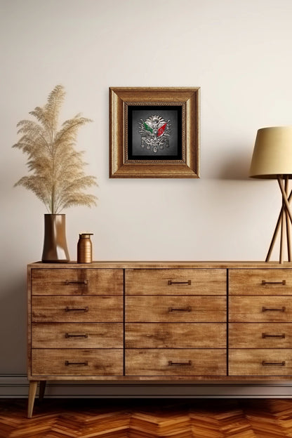 Osmanlı Arması Çerçeveli Taş Tablo 20 cm