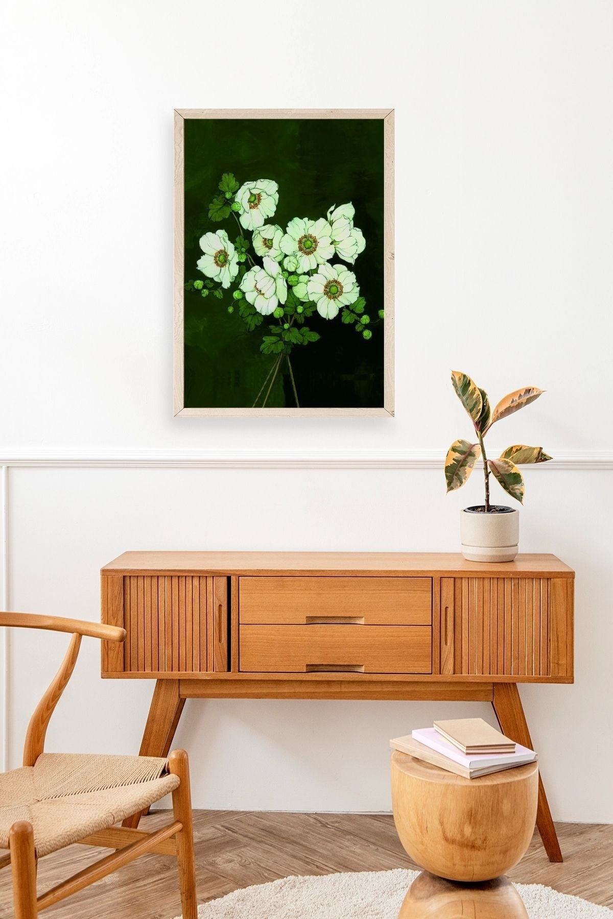 Çiçekler Ahşap Çerçeveli Tablo 30 x 42