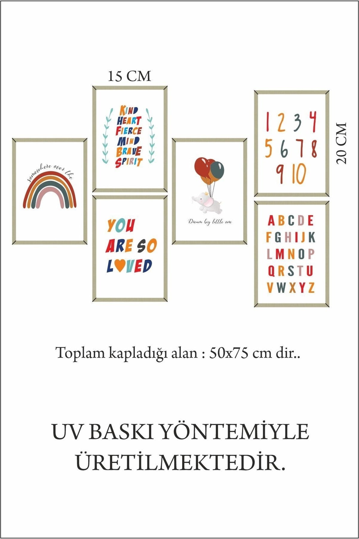 6'lı Çerçeve Görünümlü Çocuk Odası Fil Model Mdf Tablo 20 x 15