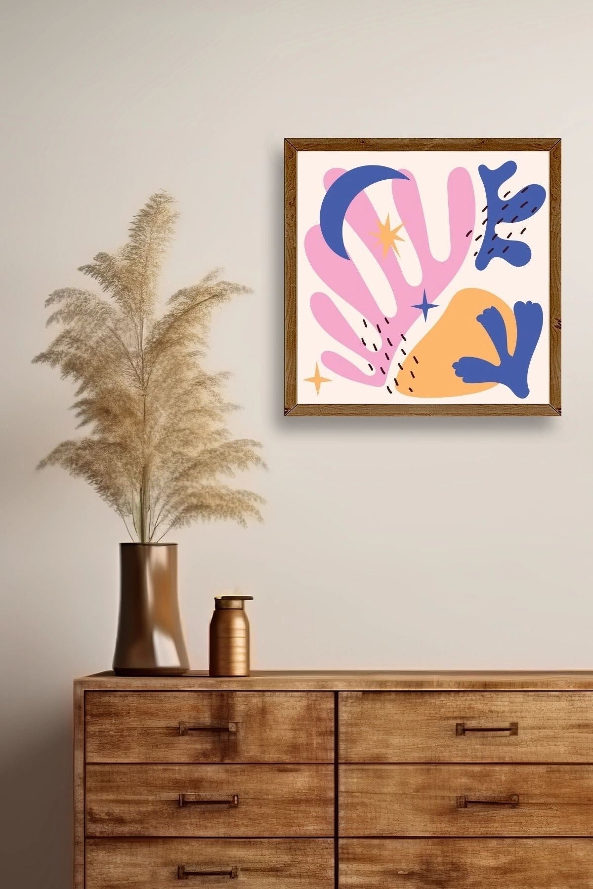 Soyut Ahşap Çerçeveli Tablo 42 x 42