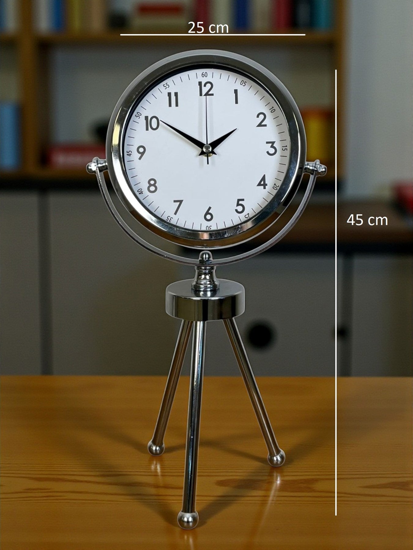 Zentime Krom Şık Üç Ayaklı Masa Saati