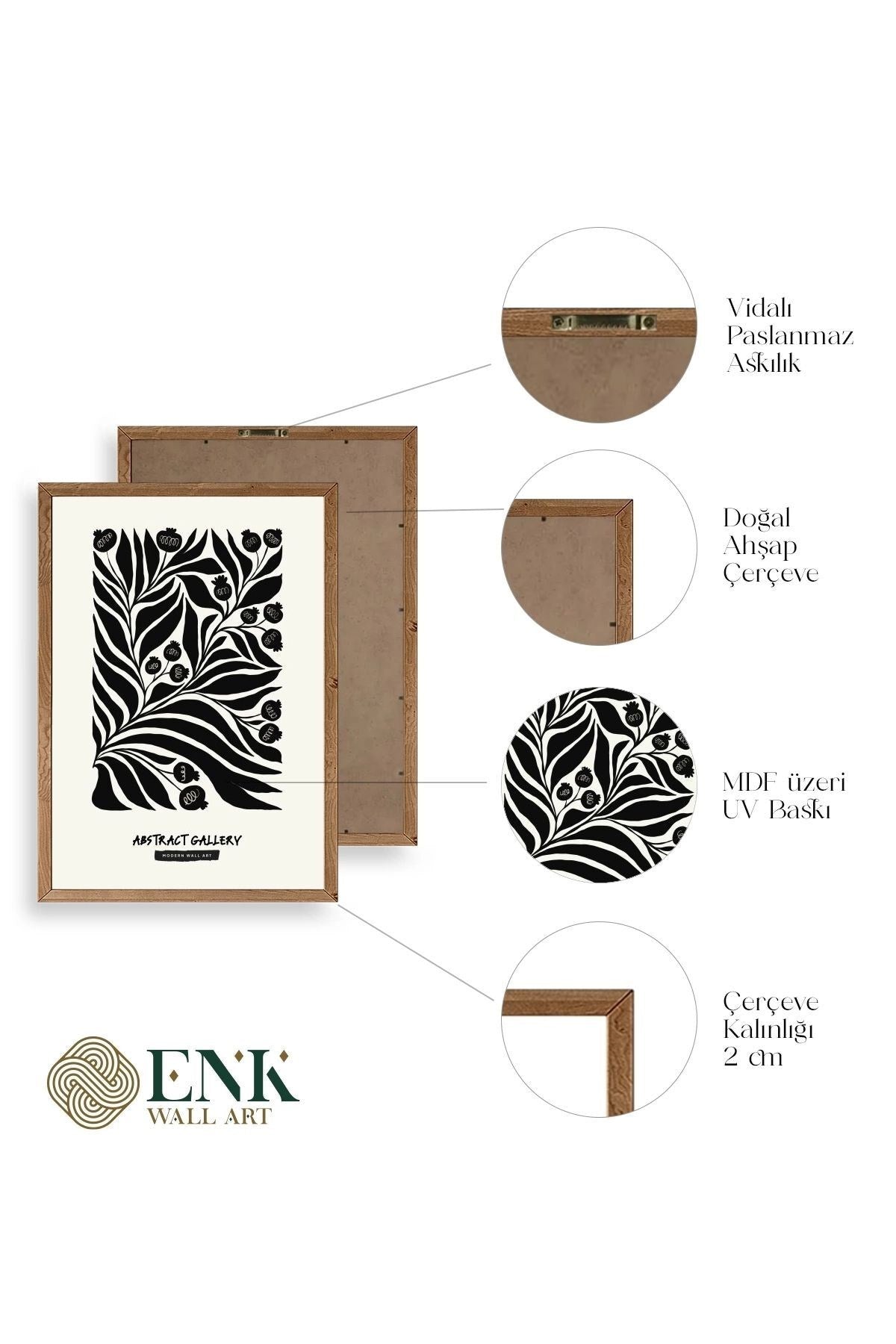 Soyut Ahşap Çerçeveli Tablo 17 x 23