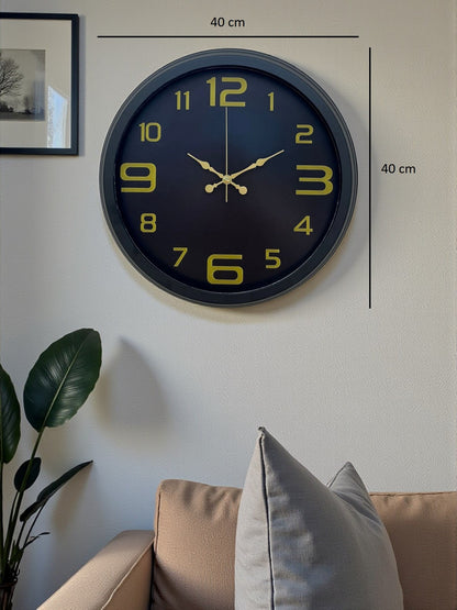 Zentime Prime Black 40 cm Metal Modern Tasarım Duvar Saati