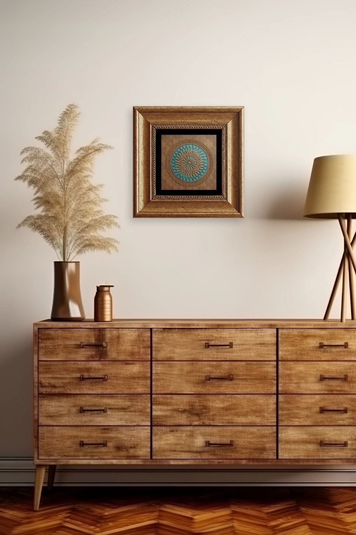 Motif Çerçeveli Taş Tablo 20 cm