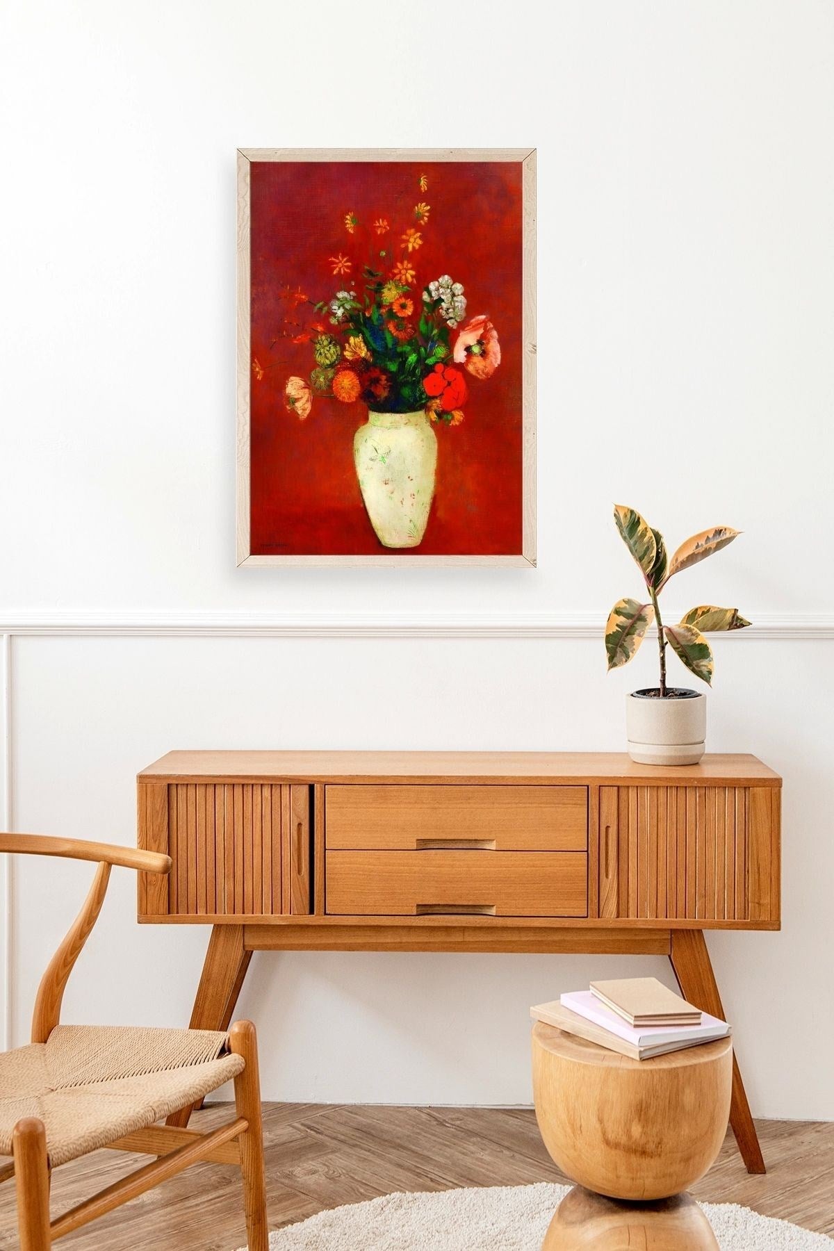 Vazoda Çiçek Ahşap Çerçeveli Tablo 17 x 23