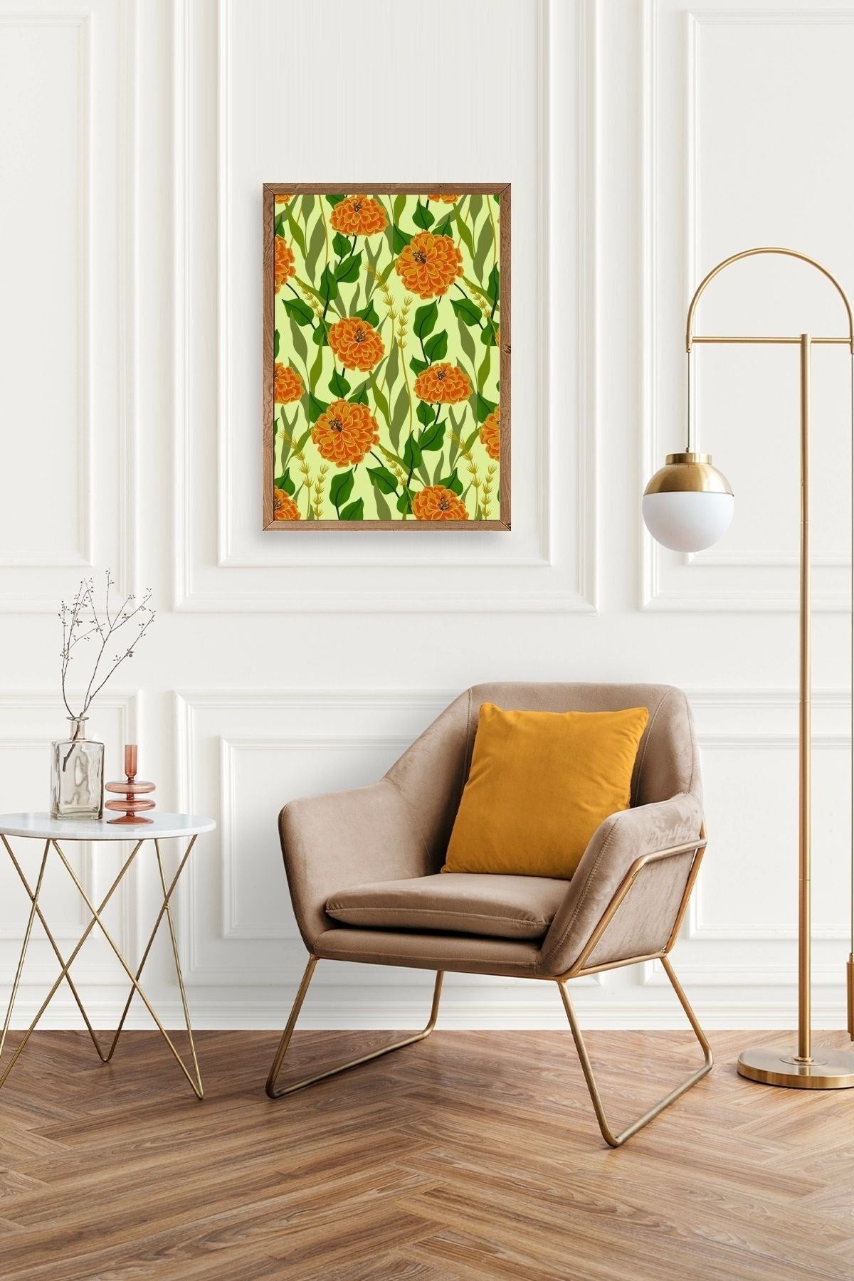 Çiçekler Ahşap Çerçeveli Tablo 50 x 70