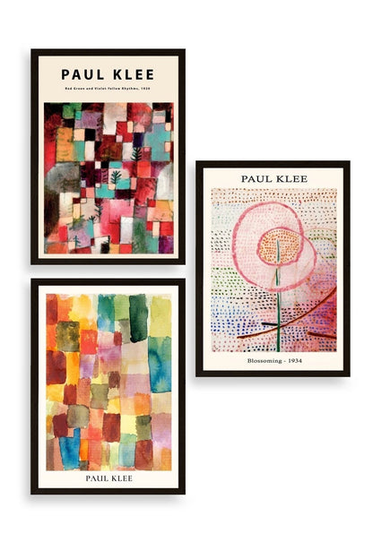 Paul Klee Üçlü Ahşap Çerçeveli Tablo 50 x 70