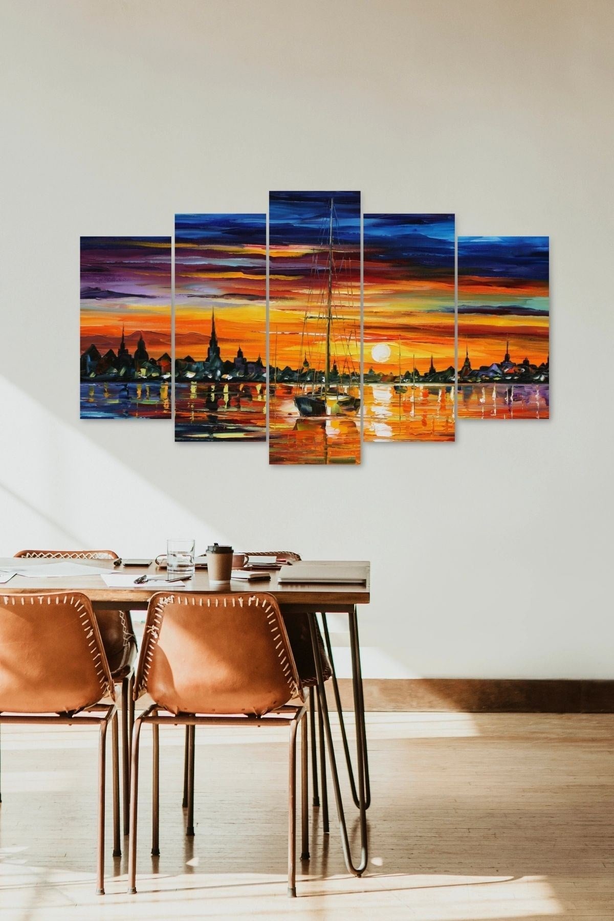 Deniz Manzarası 5 Parçalı Mdf Tablo 60 x 100