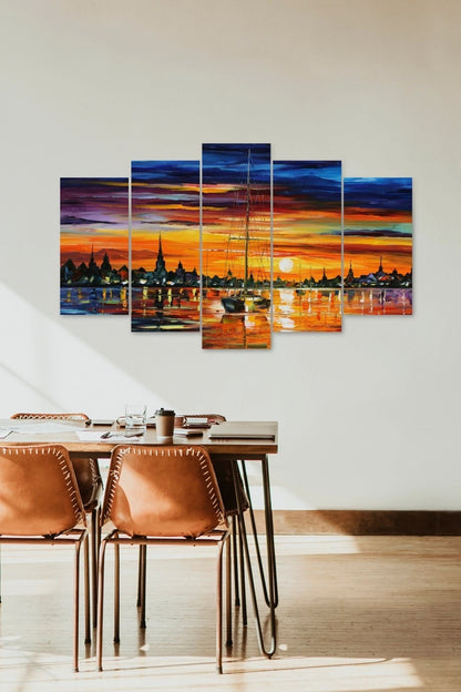 Deniz Manzarası 5 Parçalı Mdf Tablo 60 x 100