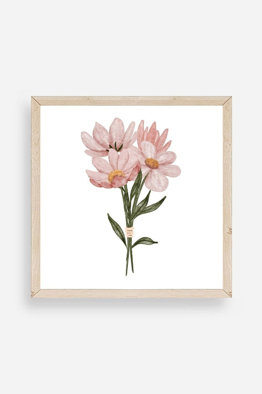 Çiçek Ahşap Çerçeveli Tablo 23 x 23