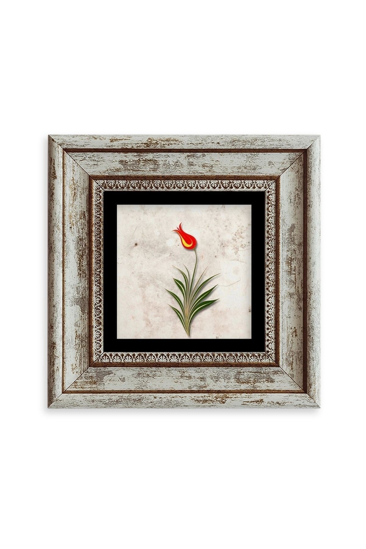 Ebru Lale Çerçeveli Taş Tablo 20 cm