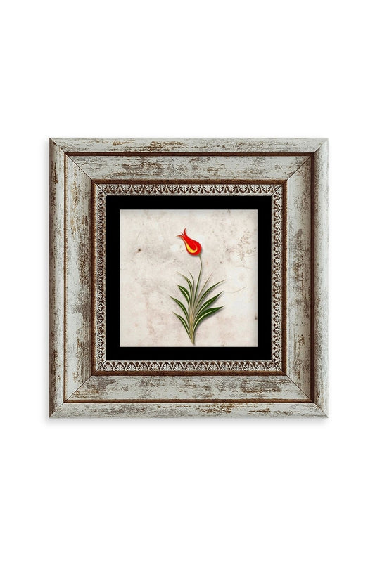 Ebru Lale Çerçeveli Taş Tablo 20 cm