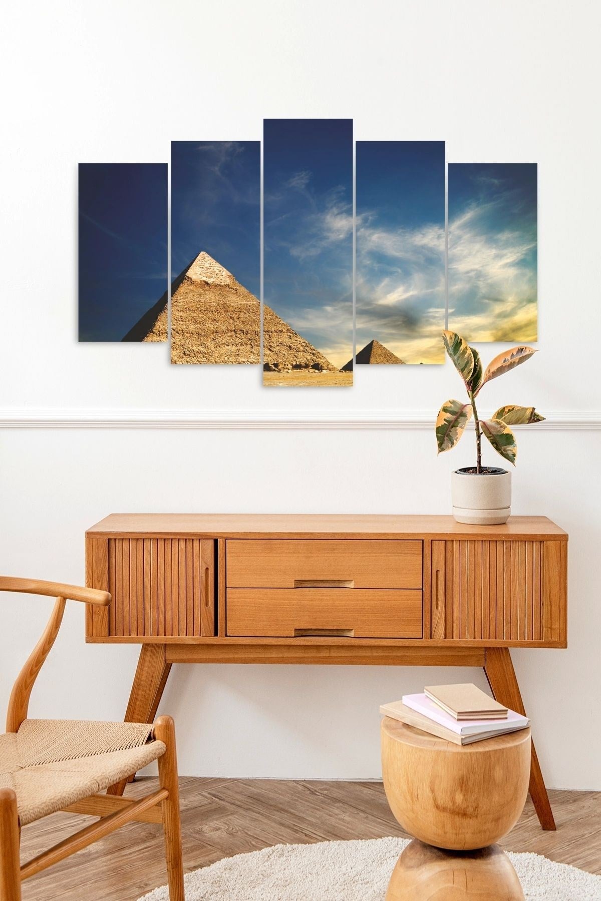Piramitler Manzarası 5 Parçalı Mdf Tablo 60 x 100