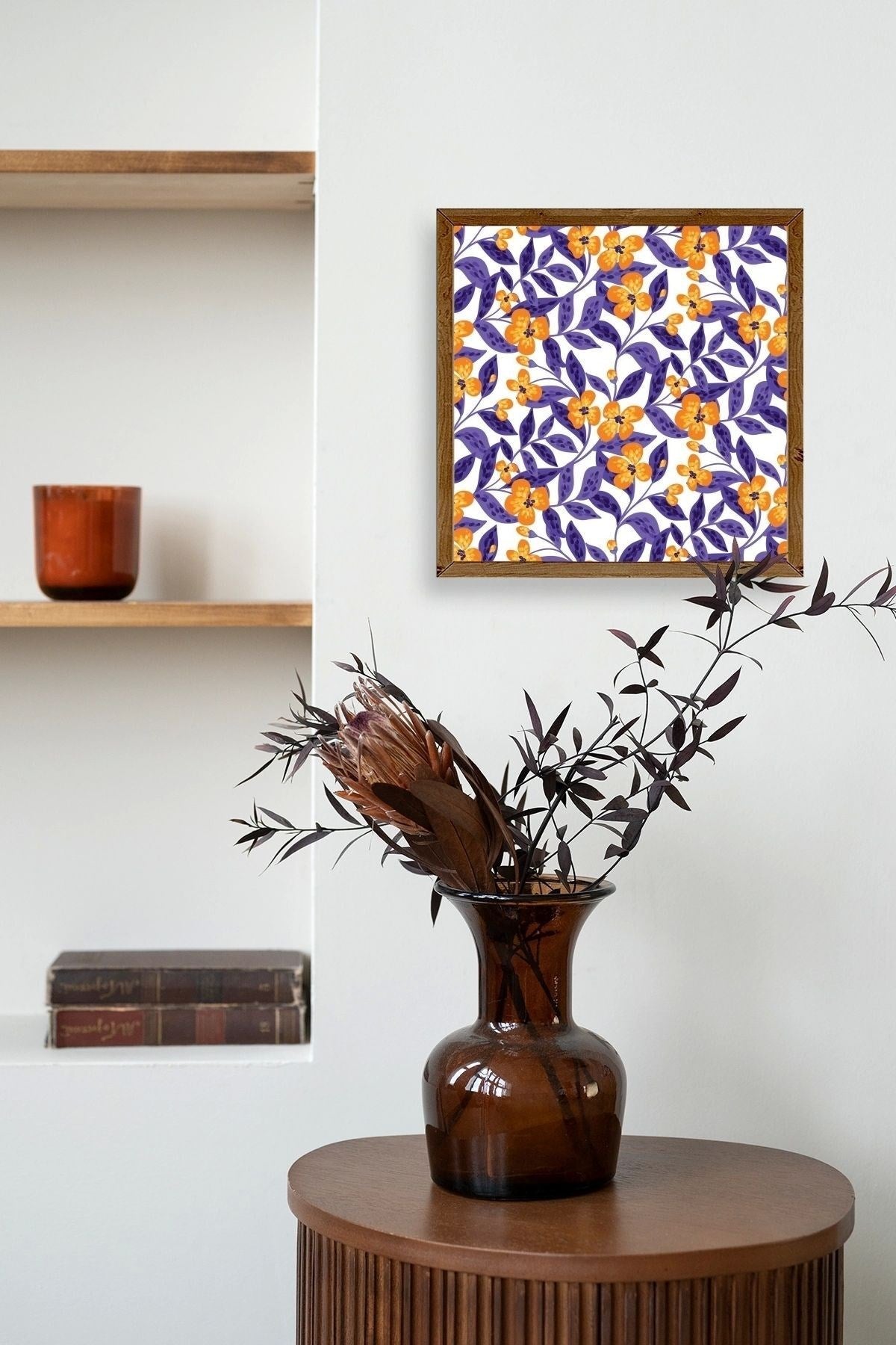 Çiçek Ahşap Çerçeveli Tablo 23 x 23