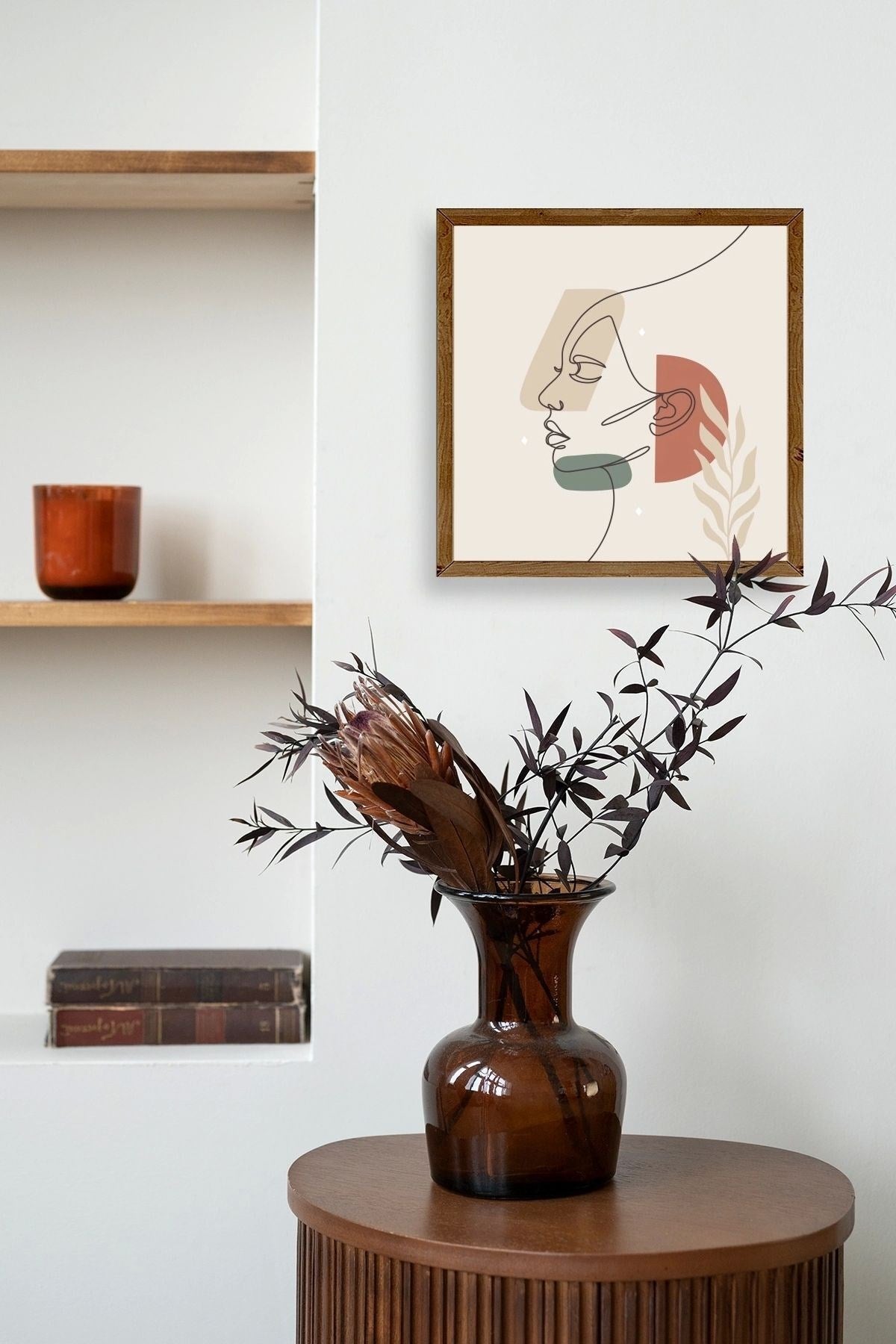 Kadın Ahşap Çerçeveli Tablo 50 x 50