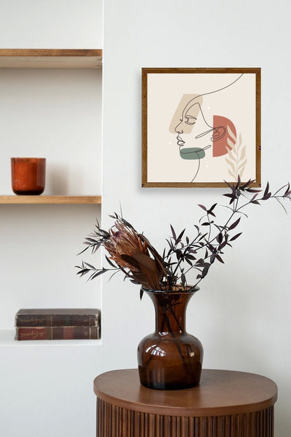 Kadın Ahşap Çerçeveli Tablo 50 x 50