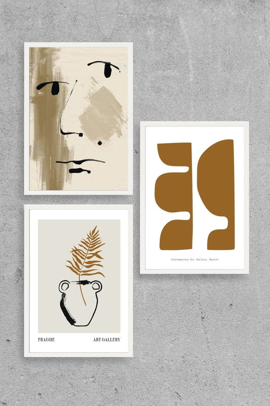 Modern Üçlü Ahşap Çerçeveli Tablo 50 x 70