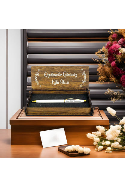 Öğretmenler Günü Kişiye Özel Kalem ve Ahşap Kutu