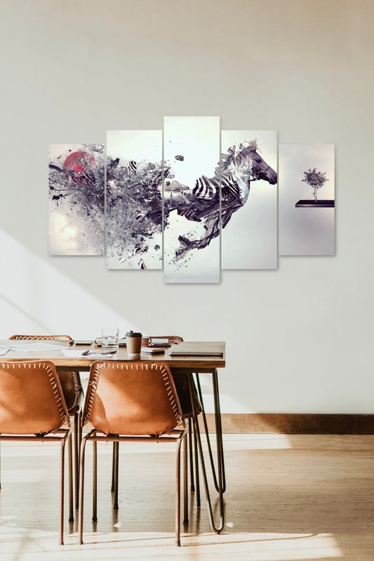 At ve Hüzün 5 Parçalı Mdf Tablo 60 x 100