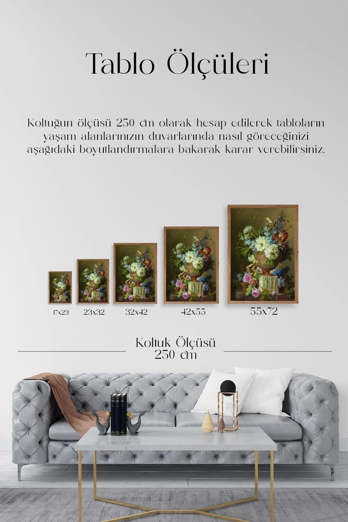 Çiçekler Ahşap Çerçeveli Tablo 30 x 42