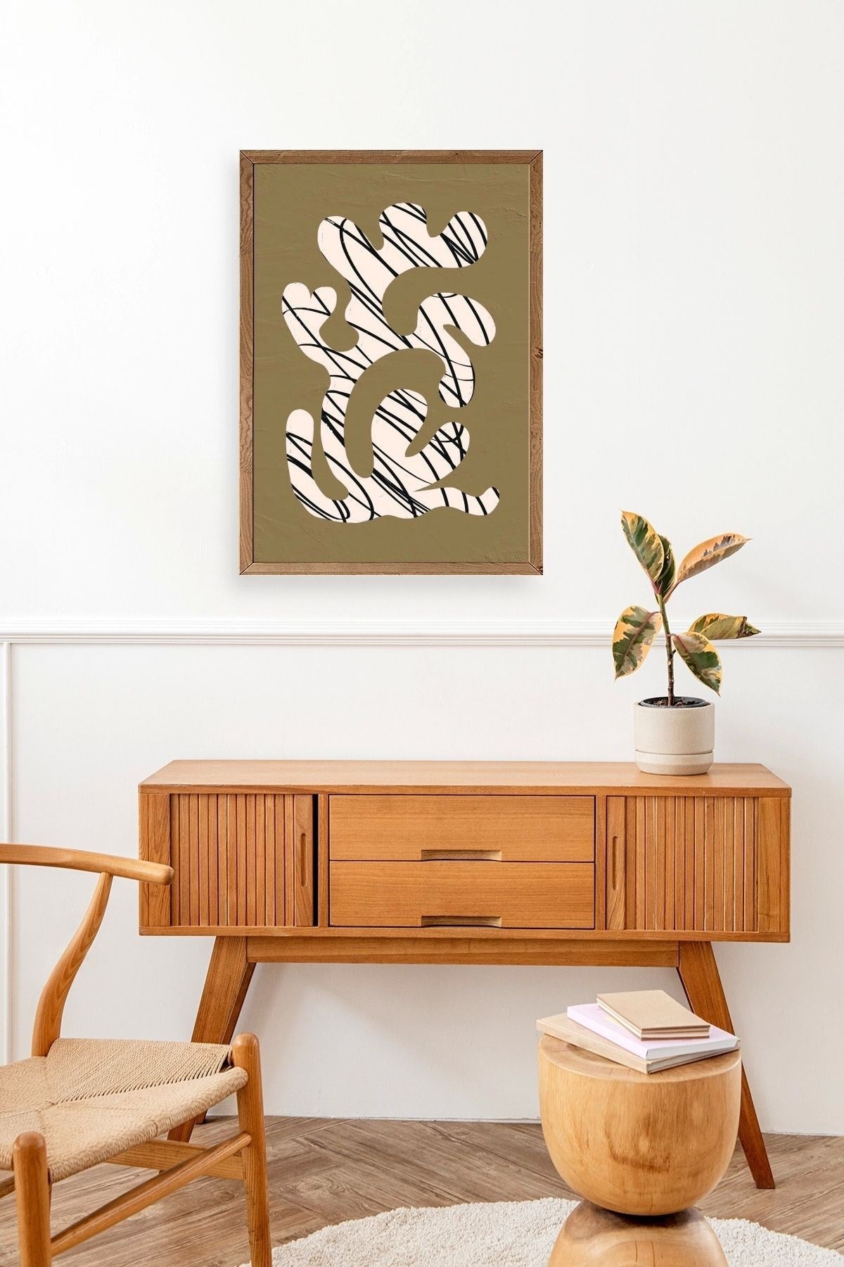 Soyut Ahşap Çerçeveli Tablo 50 x 70