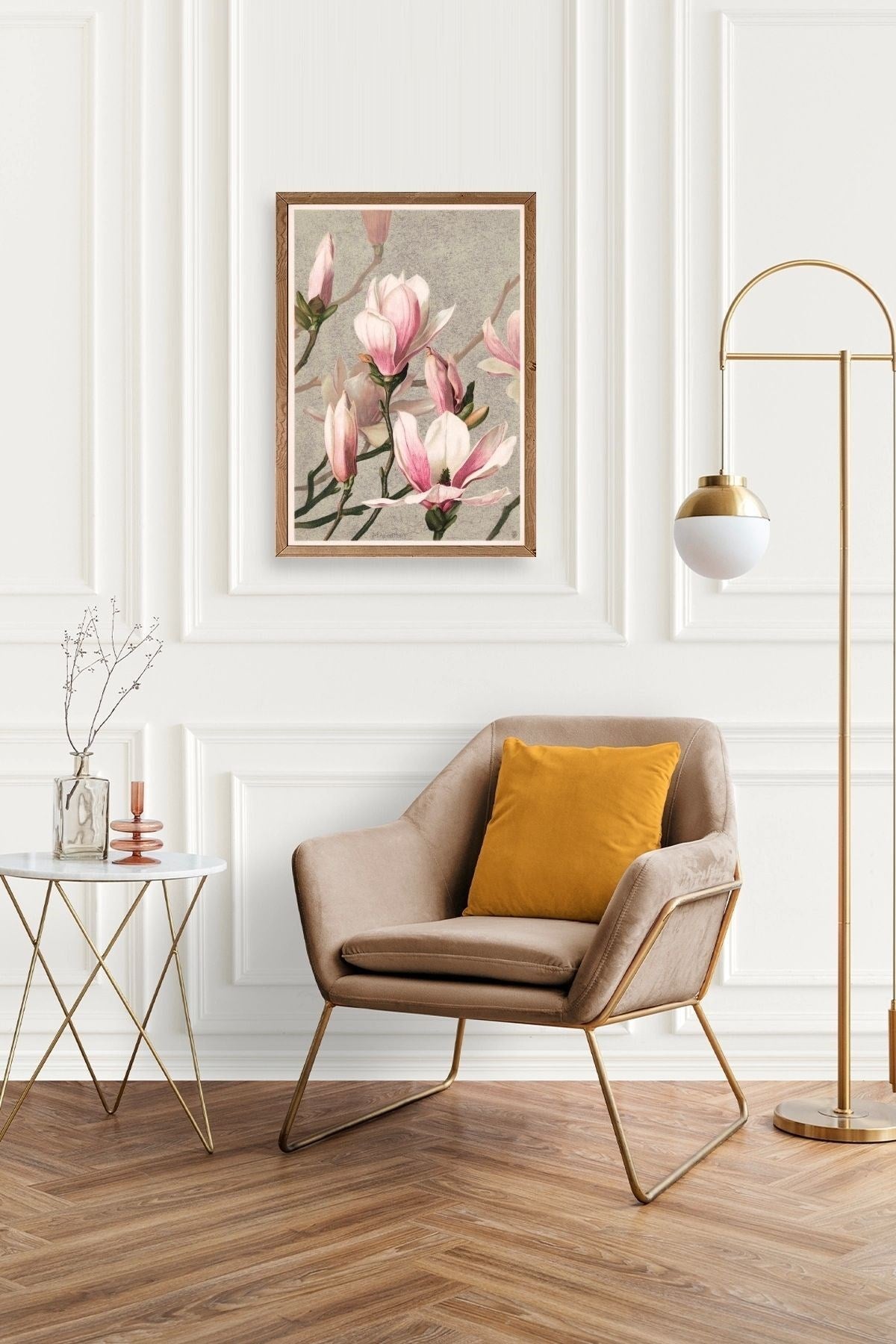 Magnolia Flowers Ahşap Çerçeveli Tablo 50 x 70
