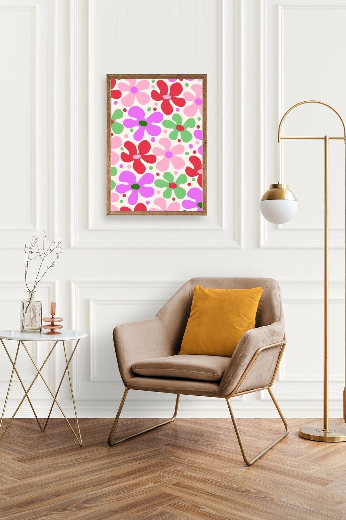 Çiçekler Ahşap Çerçeveli Tablo 17 x 23