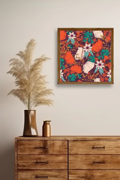 Çiçek Ahşap Çerçeveli Tablo 42 x 42