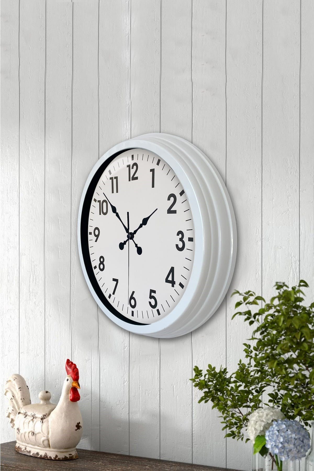 Zentime 40 Cm Metal Beyaz Klasik Duvar Saati