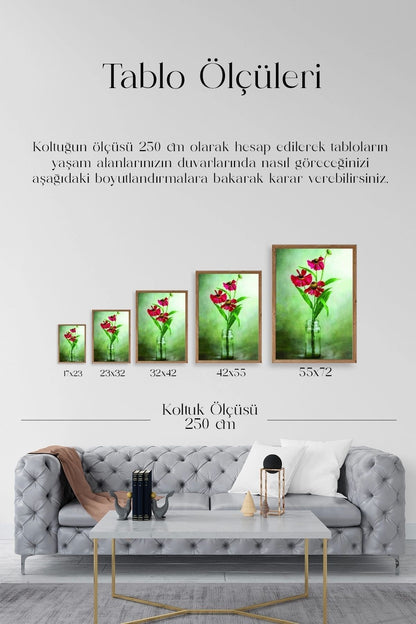 Çiçekler Ahşap Çerçeveli Tablo 50 x 70