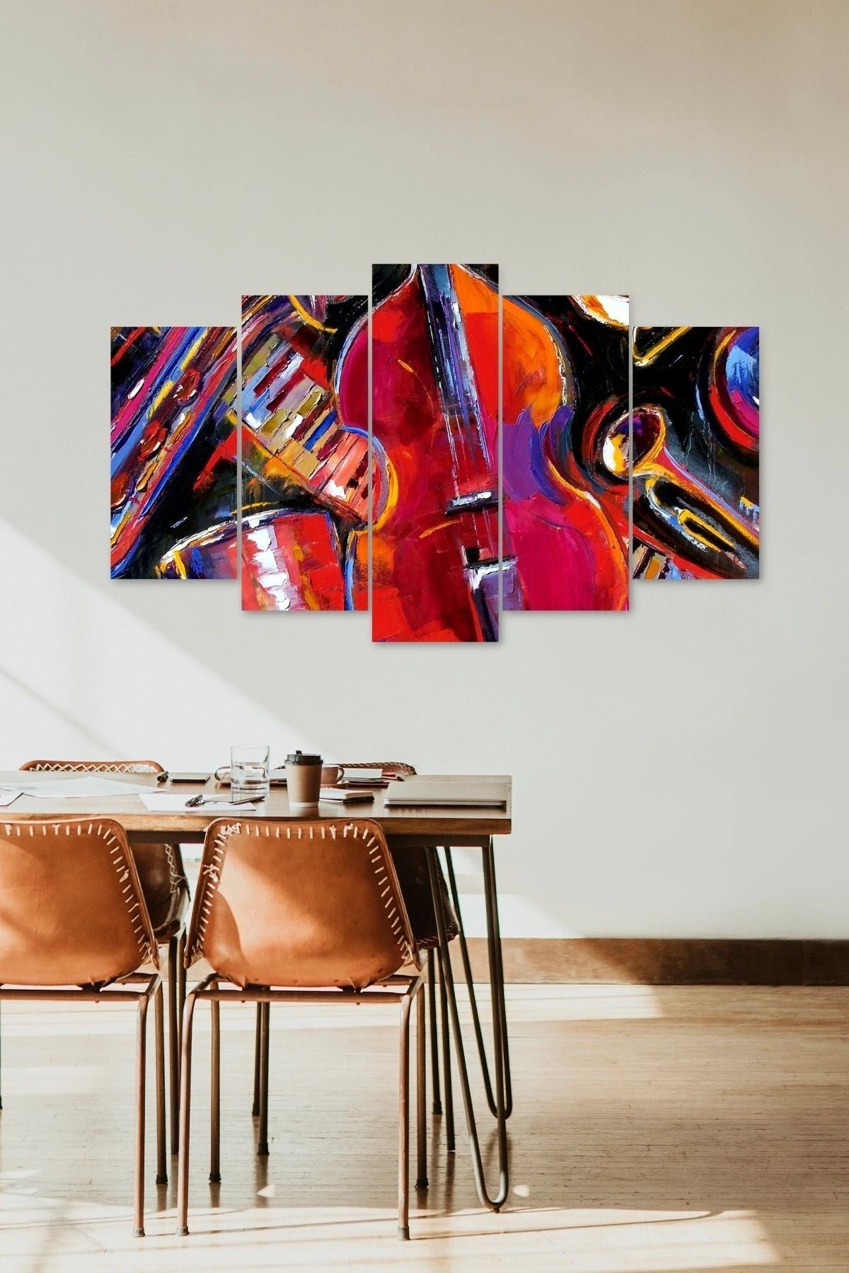 Viole Manzarası 5 Parçalı Mdf Tablo 60 x 100