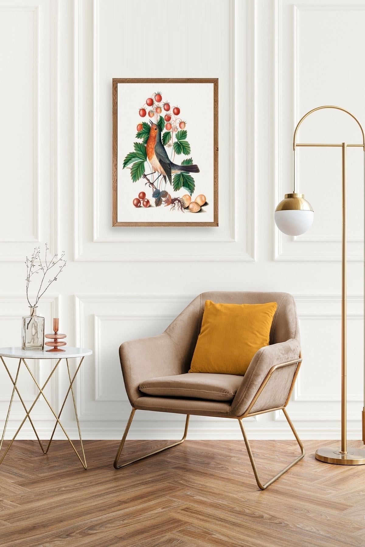 Daldaki Kuş Ahşap Çerçeveli Tablo 17 x 23