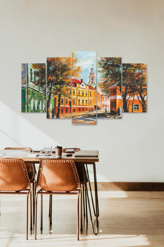 Şehir Manzarası 5 Parçalı Mdf Tablo 60 x 100