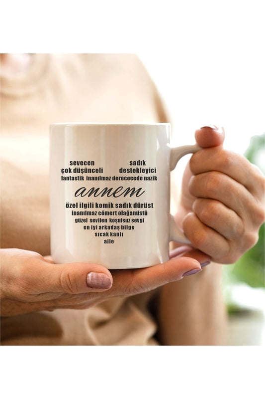 Anneler Günü Kalp Desen Anneye Iltifat Baskılı Kupa Bardak
