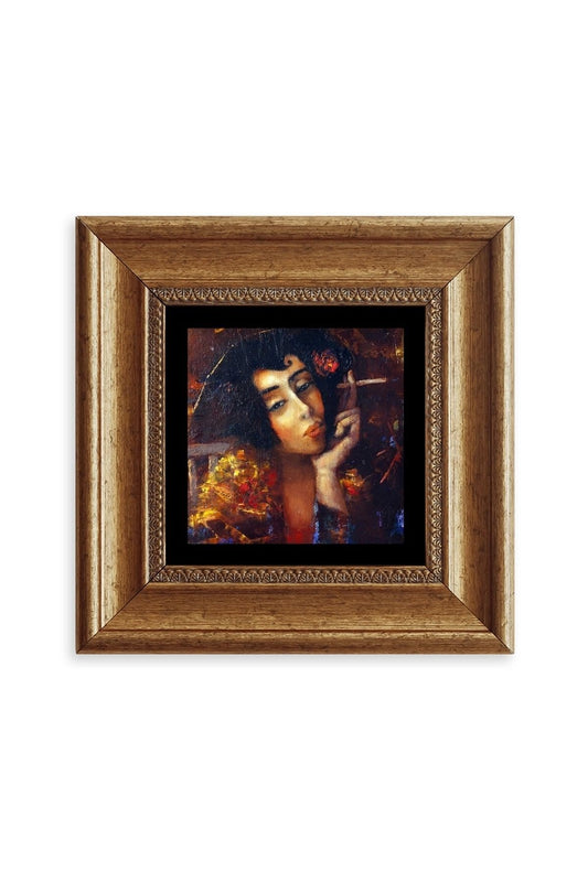 Kadın Çerçeveli Taş Tablo 20 cm