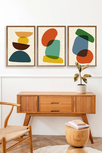 Rahatlatıcı Desenler Üçlü Ahşap Çerçeveli Tablo 17 x 23