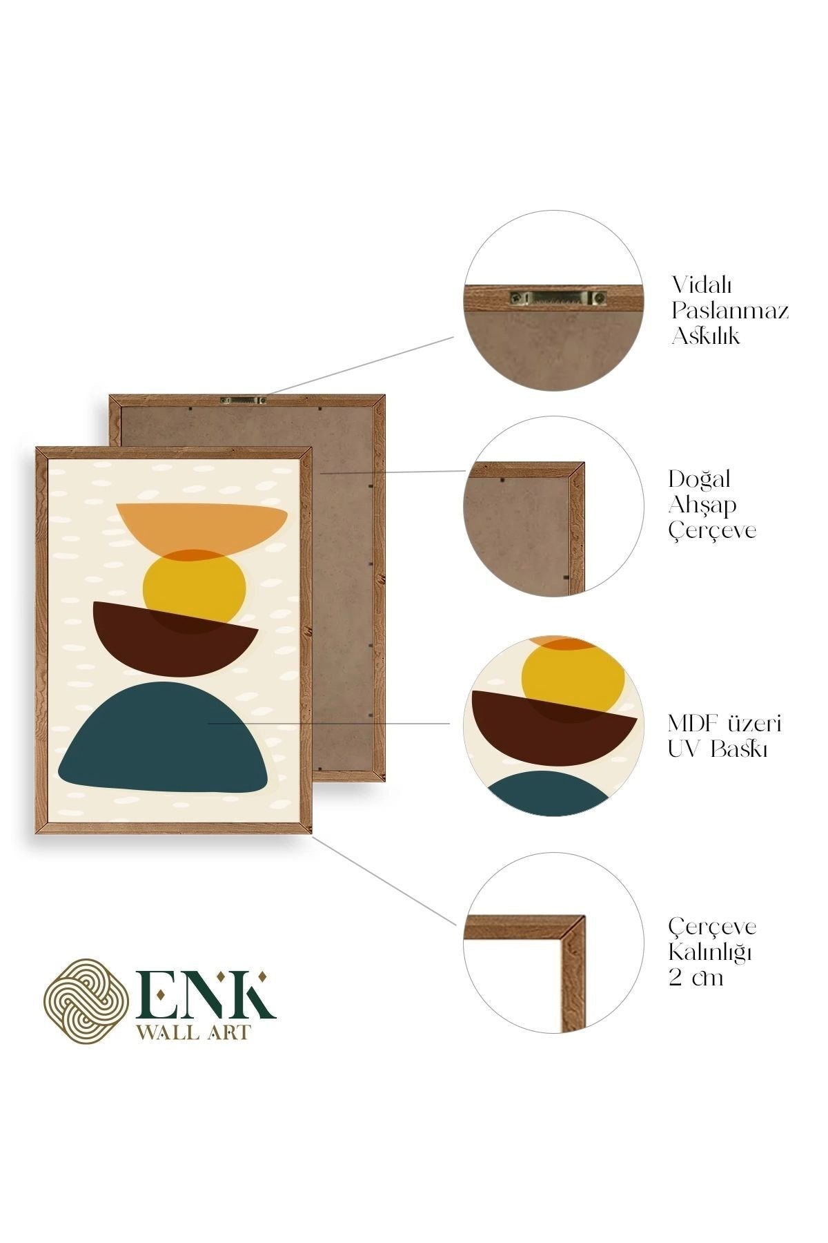 Rahatlatıcı Desenler Üçlü Ahşap Çerçeveli Tablo 30 x 42