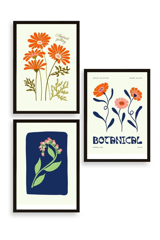 Botanik Üçlü Ahşap Çerçeveli Tablo 23 x 30