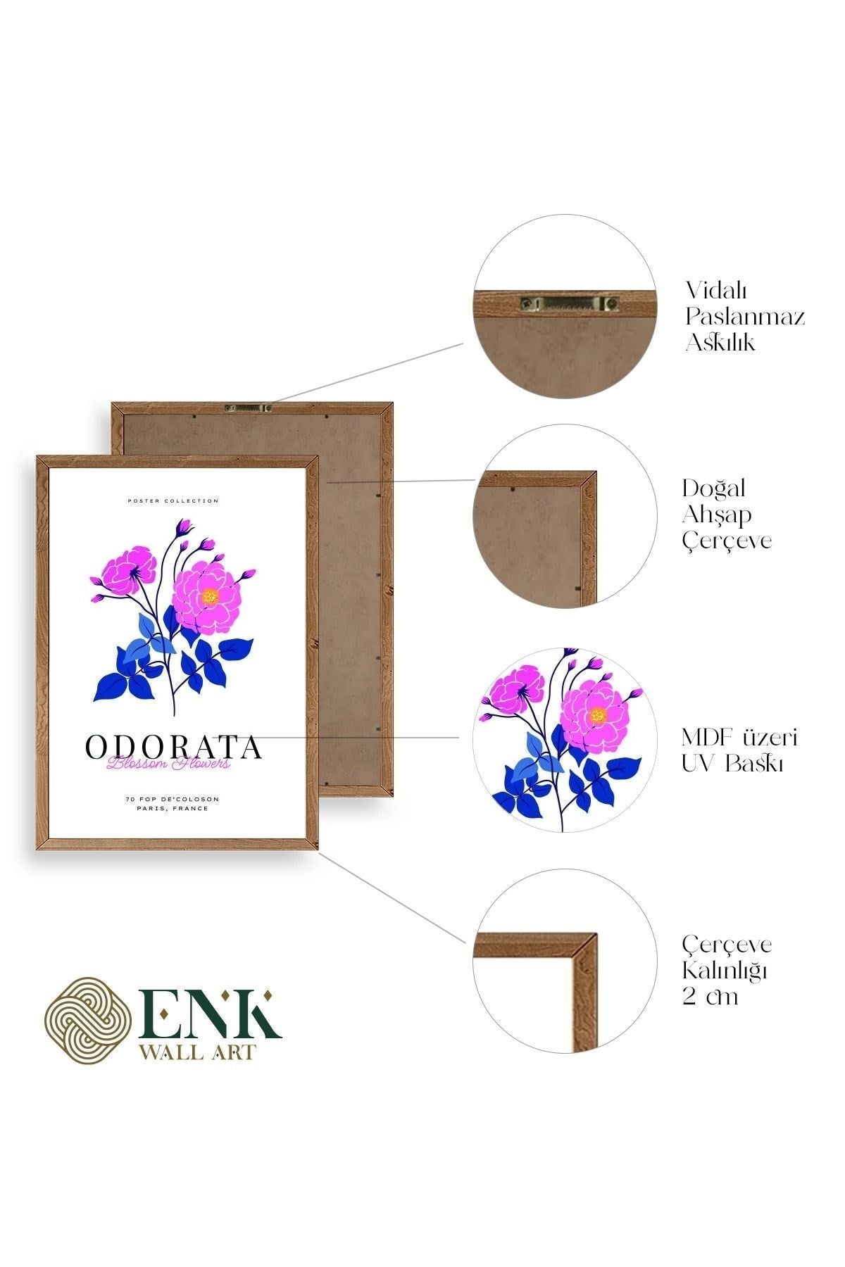Çiçek Ahşap Çerçeveli Tablo 30 x 42