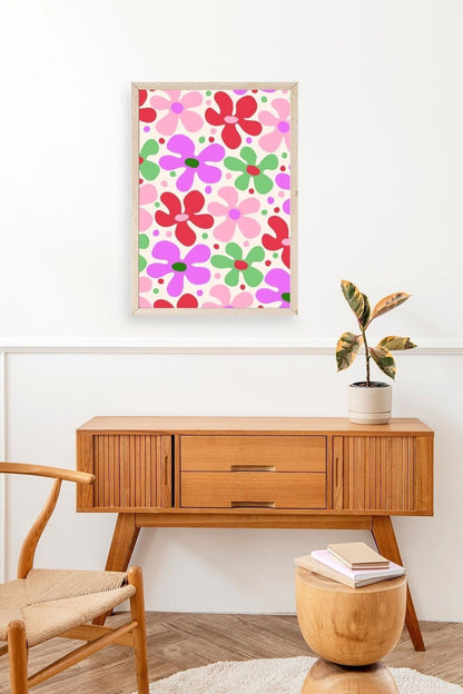 Çiçekler Ahşap Çerçeveli Tablo 30 x 42