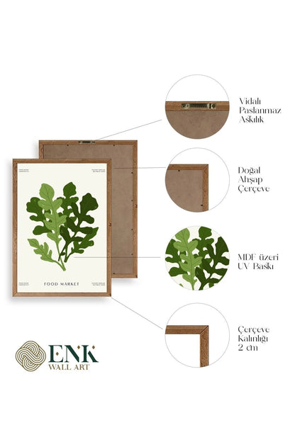 Yaprak Ahşap Çerçeveli Tablo 50 x 70