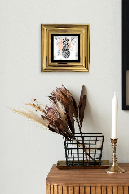 Ananas Çerçeveli Taş Tablo 20 cm